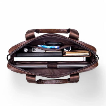 Premium Brown Leather Laptop Bag – Stylish & Durable Briefcase for Men and Women
