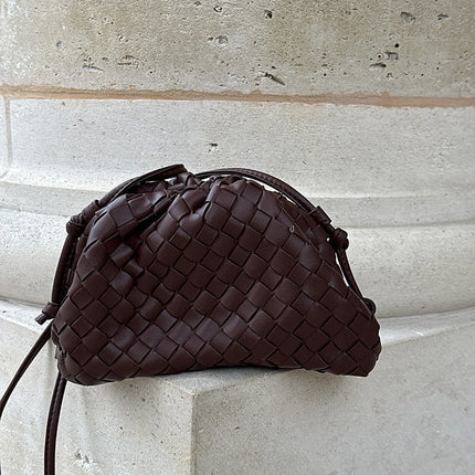 Amelia Mini Vegan Leather Shoulder Bag – Compact Woven Crossbody for Women