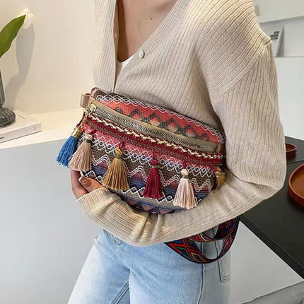 Bohemian Crossbody Bag with Fringe – Colorful, Adjustable Strap, Lightweight & Durable