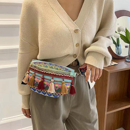 Bohemian Crossbody Bag with Fringe – Colorful, Adjustable Strap, Lightweight & Durable