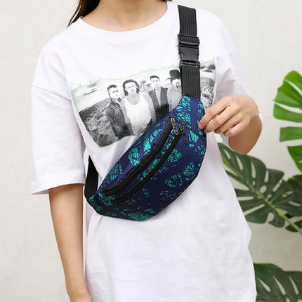 Colorful Feather Print Fanny Pack – Adjustable Crossbody & Festival Waist Bag for Women