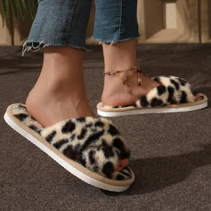 Women's Open Toe Slippers – Cozy Crossband Design with Slip-On Comfort