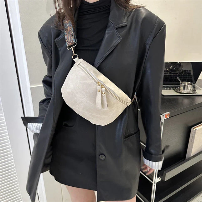 Boho Chic Crossbody Bag with Wide Ethnic Strap – Stylish & Comfortable Shoulder Purse for Women