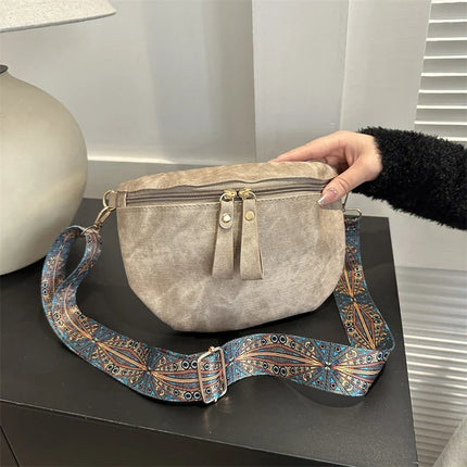 Boho Chic Crossbody Bag with Wide Ethnic Strap – Stylish & Comfortable Shoulder Purse for Women