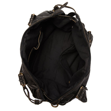 Black PU Leather Handbag With Metal Buckles – Stylish & Functional Women’s Everyday Bag
