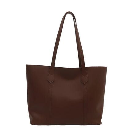Elegant Structured PU Leather Tote Bag for Women – Retro Korean-Inspired Design with Spacious Interior