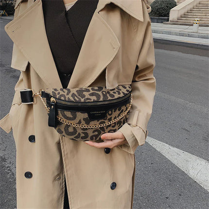 Brown & Beige Houndstooth Fanny Pack Belt Bag – Women’s Crossbody Waist Bag