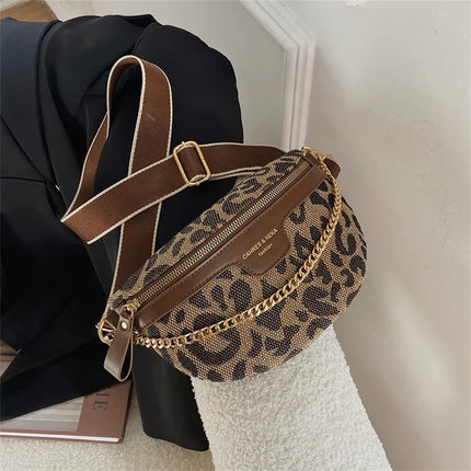 Brown & Beige Houndstooth Fanny Pack Belt Bag – Women’s Crossbody Waist Bag