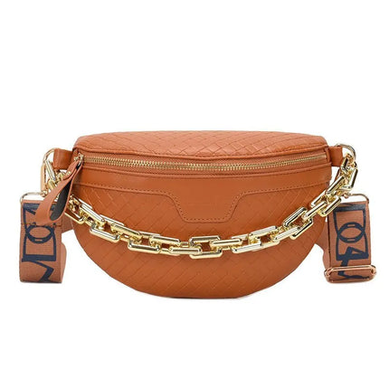 Stylish Crossbody Belt Bag with Gold Chain – Adjustable Strap Waist Pack for Women