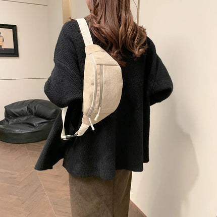 Corduroy Crossbody Bag for Women – Stylish & Practical Hip Bag with Adjustable Strap