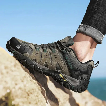 Ledorin Men's Leather Hiking Shoes – Outdoor Walking Shoes