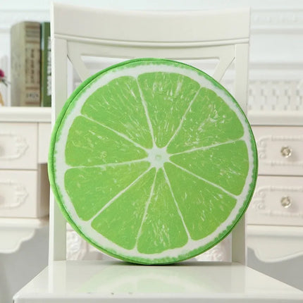 Round Fruit Cushion – Plush Watermelon, Orange & Lime Seat Pad for Home Decor and Comfort