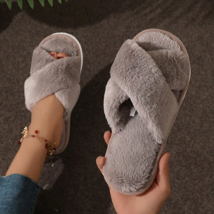 Women's Open Toe Slippers – Cozy Crossband Design with Slip-On Comfort