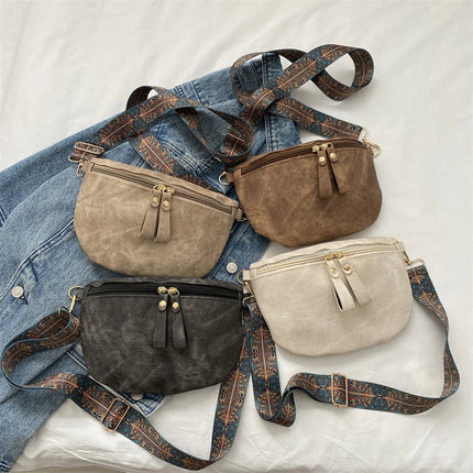 Boho Chic Crossbody Bag with Wide Ethnic Strap – Stylish & Comfortable Shoulder Purse for Women