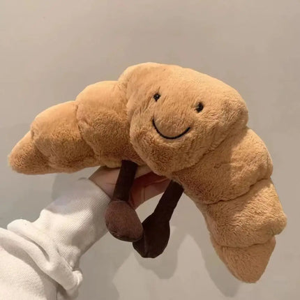 Croissant Plush Pillow – Soft & Funny Smiling Croissant Cushion
