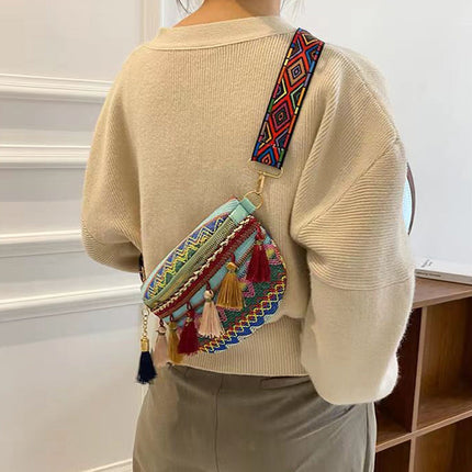 Bohemian Crossbody Bag with Fringe – Colorful, Adjustable Strap, Lightweight & Durable