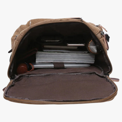 Vintage Canvas Backpack – Durable Unisex Rucksack with Laptop Compartment