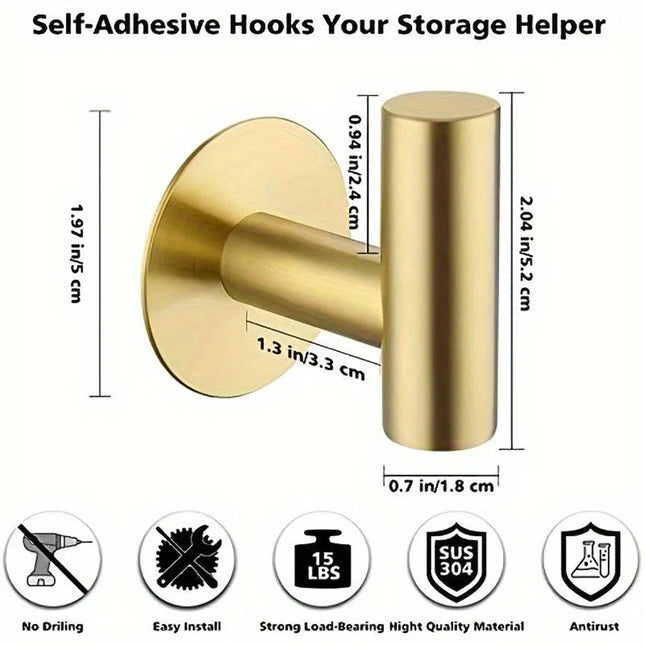 Self-Adhesive Stainless Steel Wall Hook – No-Drill Bath & Towel Hook | Modern Rustproof Design