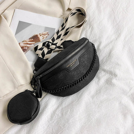Trendy Crossbody Shoulder Bag with Chain Strap & Detachable Pouch – Versatile Waist, Shoulder, or Crossbody Wear