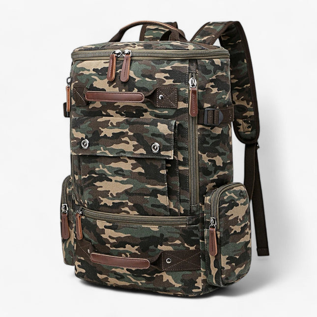 Vintage Canvas Backpack – Durable Unisex Rucksack with Laptop Compartment