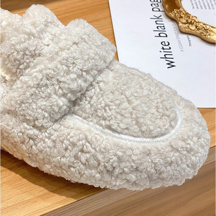 Women’s Fluffy Fur-Lined Loafers – Warm Winter Slip-On Slippers (Indoor & Outdoor)
