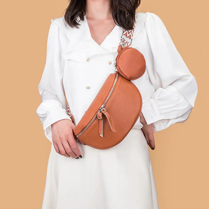 Stylish PU Leather Crossbody Bag with Braided Strap & Detachable Coin Pouch