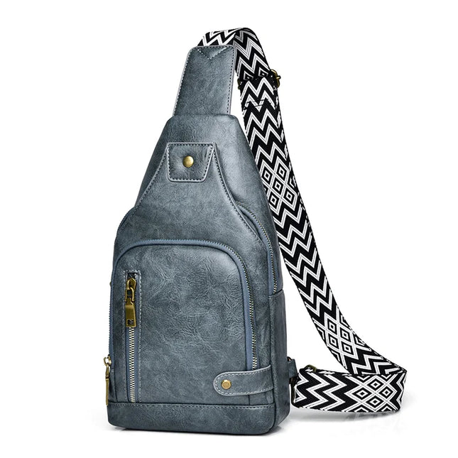 Vintage PU Leather Crossbody Sling Bag with Wide Strap & Multiple Compartments – Adjustable Shoulder / Crossbody, Stylish Everyday Bag