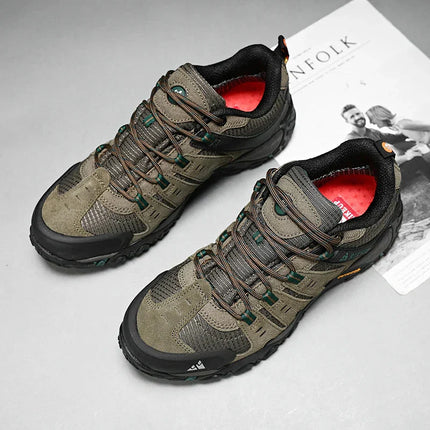 Ledorin Men's Leather Hiking Shoes – Outdoor Walking Shoes