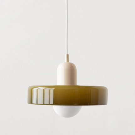 Modern Bauhaus Glass Pendant Light 9.8" – Artistic Colored Glass Hanging Lamp for Dining or Living Room