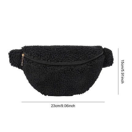 Cozy Teddy Waist Bag - Plush Fleece Belt Bag with Adjustable Strap & Secure Zipper