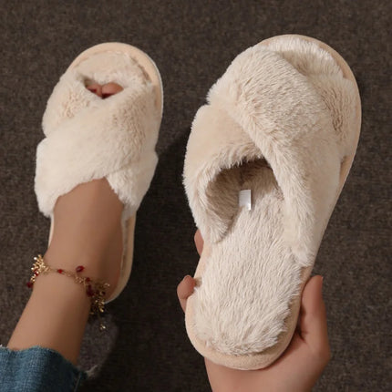 Women's Open Toe Slippers – Cozy Crossband Design with Slip-On Comfort
