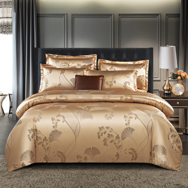 Luxe Satin Floral Duvet Cover Set – Silky Smooth Bedding for a Cool, Elegant Sleep