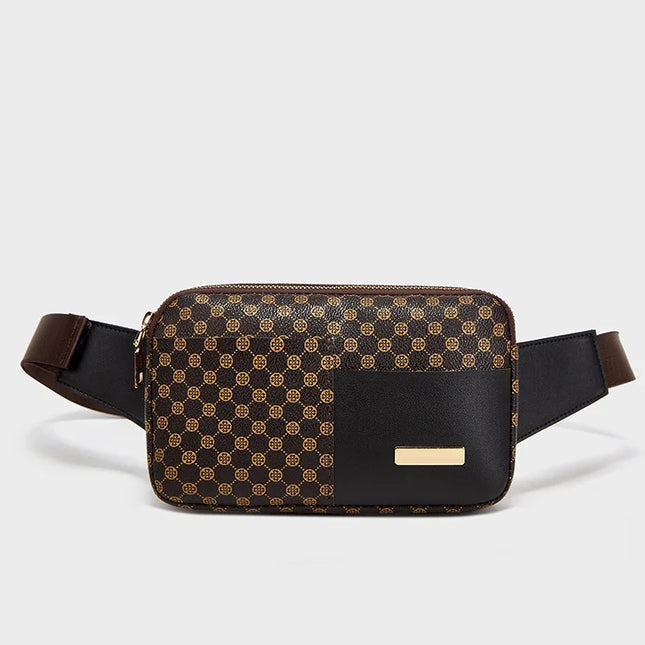 Luxe Crossbody Fanny Pack – Unisex Checker & Leopard Print Waist Bag with Adjustable Strap