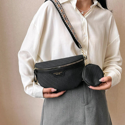 Boho Raffia Crossbody Fanny Pack with Mini Pouch – Adjustable Waist & Shoulder Bag for Women