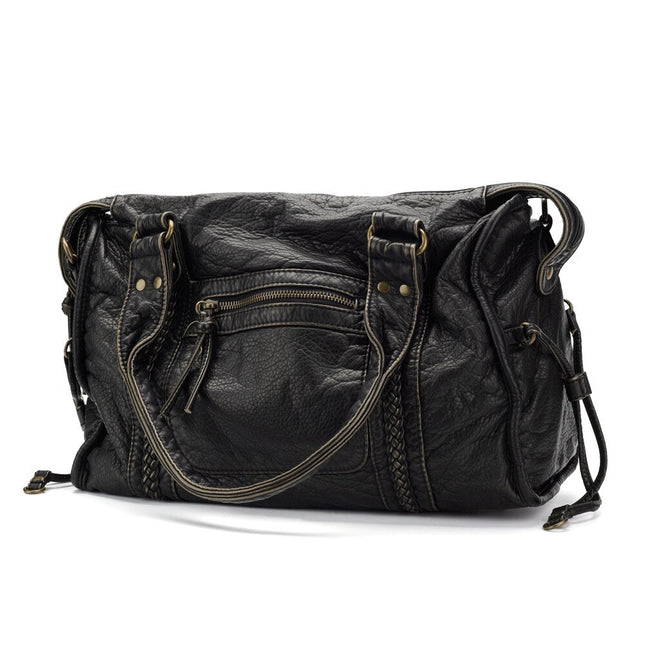 Luxe Black Leather Tote Bag for Women – Timeless Design with Spacious Interior