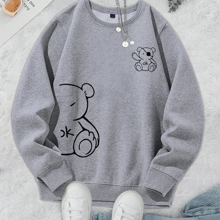 Unisex Cat Sweater – Minimalist Oversized Sweater with Cat Line Print