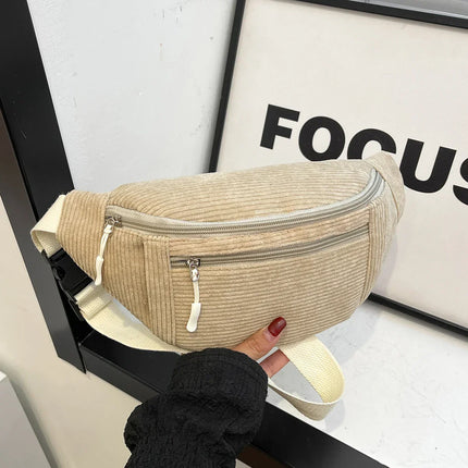 Corduroy Crossbody Bag for Women – Stylish & Practical Hip Bag with Adjustable Strap