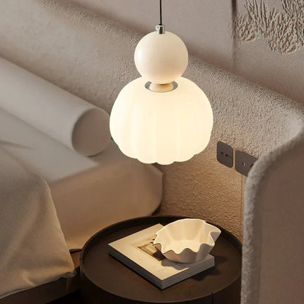 Elegant Art Deco Pendant Light – Cream Shade Ceiling Lamp with Adjustable Height