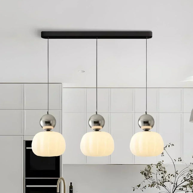 Elegant Art Deco Pendant Light – Cream Shade Ceiling Lamp with Adjustable Height