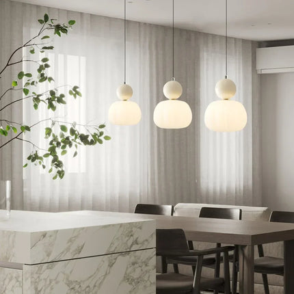 Elegant Art Deco Pendant Light – Cream Shade Ceiling Lamp with Adjustable Height