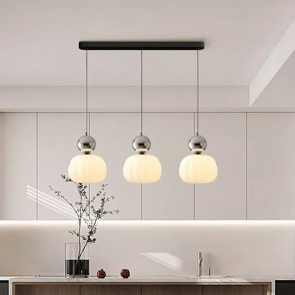 Elegant Art Deco Pendant Light – Cream Shade Ceiling Lamp with Adjustable Height