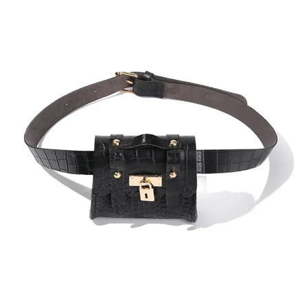 Women's Belt Bag with Gold Lock Detail – Stylish & Compact Waist Bag for Everyday Use