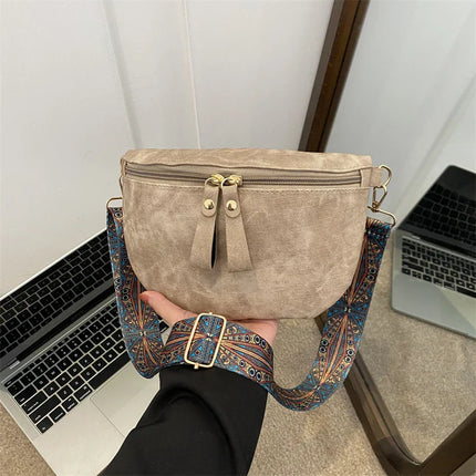 Boho Chic Crossbody Bag with Wide Ethnic Strap – Stylish & Comfortable Shoulder Purse for Women
