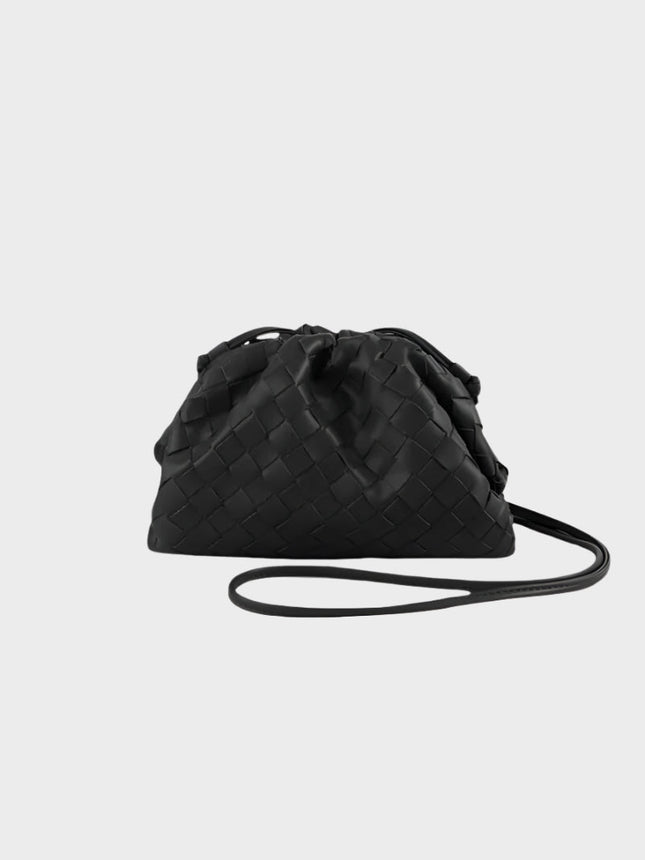 Amelia Mini Vegan Leather Shoulder Bag – Compact Woven Crossbody for Women