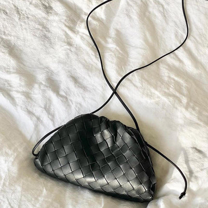 Amelia Mini Vegan Leather Shoulder Bag – Compact Woven Crossbody for Women