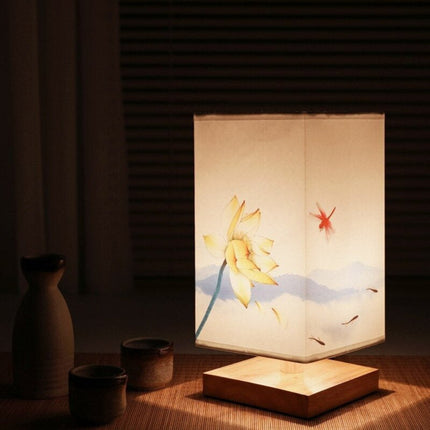Minimalist Japandi Table Lamp – Warm Soft Light, 4.7" × 10.6" Scandinavian Style Wood Base