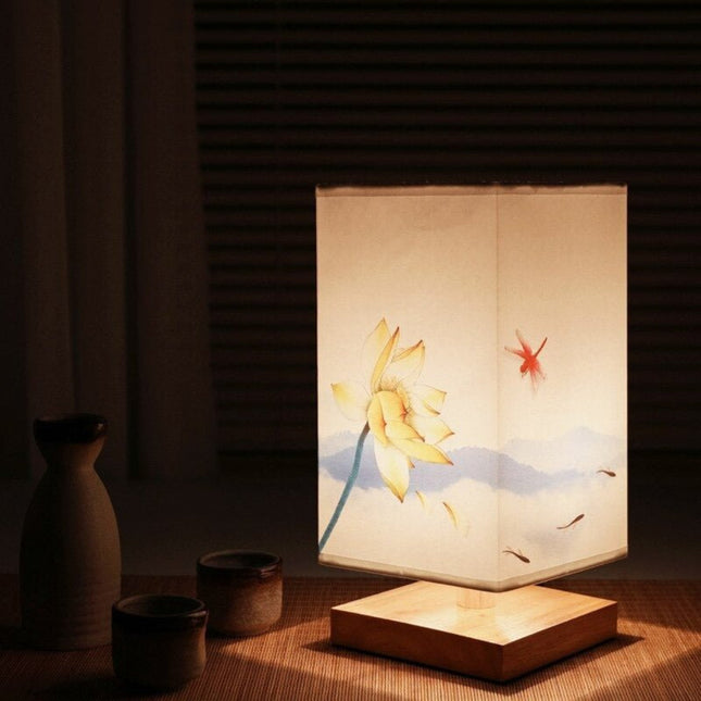 Minimalist Japandi Table Lamp – Warm Soft Light, 4.7" × 10.6" Scandinavian Style Wood Base