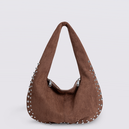 Black Vegan Leather Shoulder Bag with Studs – Bold & Stylish
