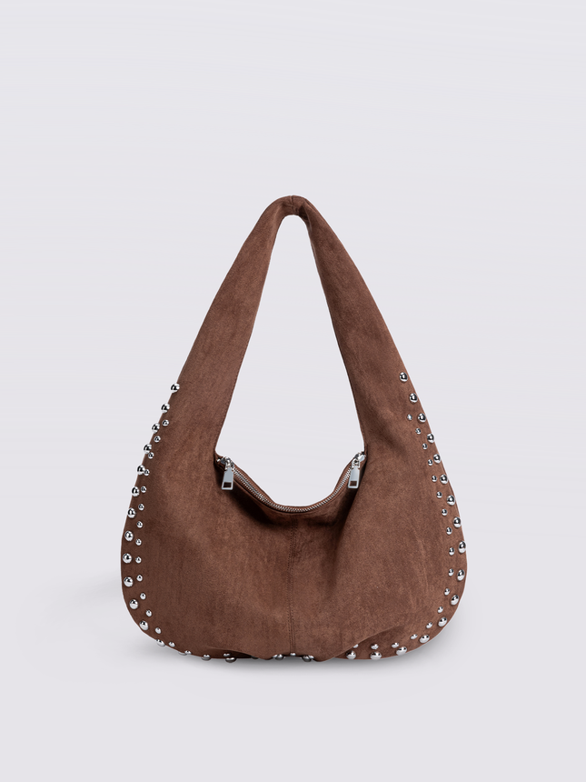 Black Vegan Leather Shoulder Bag with Studs – Bold & Stylish