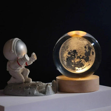 3D Crystal Ball LED Night Light – Warm White USB Lamp with Galaxy Design | Perfect Gift for Space Lovers